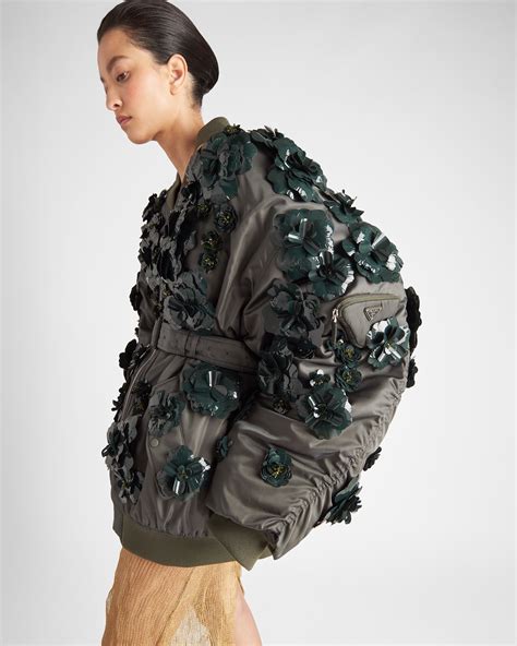 prada green jackrt|prada re nylon bomber jacket.